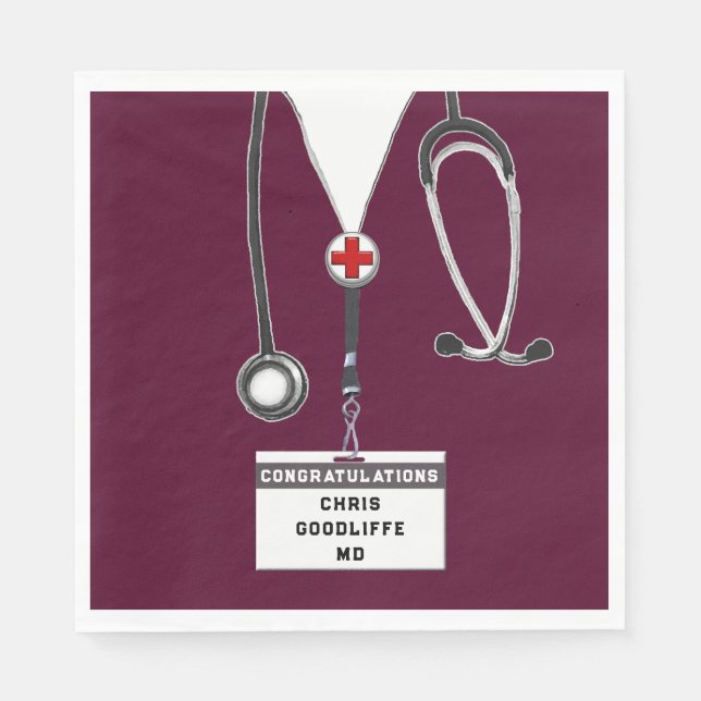 Personalized Medical School Graduation Party Napkins (Front)