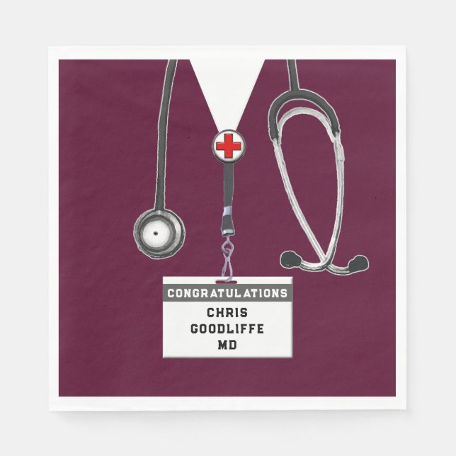 Personalized Medical School Graduation Party Napkins (Front)