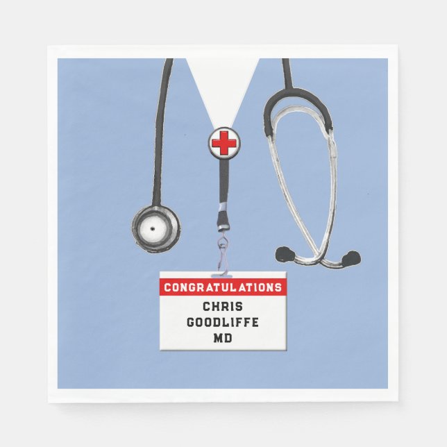 Personalized Medical School Graduation Party Napkins (Front)