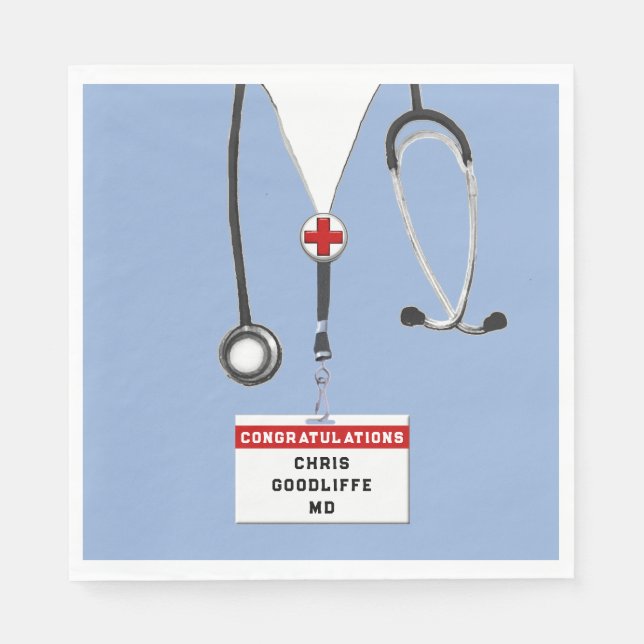Personalized Medical School Graduation Party Napkins (Front)