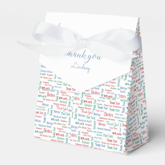 Personalized medical Thank You Red White Blue   Favor Boxes (Front Side)