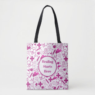 Personalized Medical Theme Healthcare Professional Tote Bag
