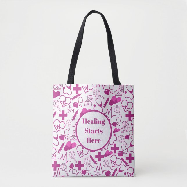 Personalized Medical Theme Healthcare Professional Tote Bag (Front)