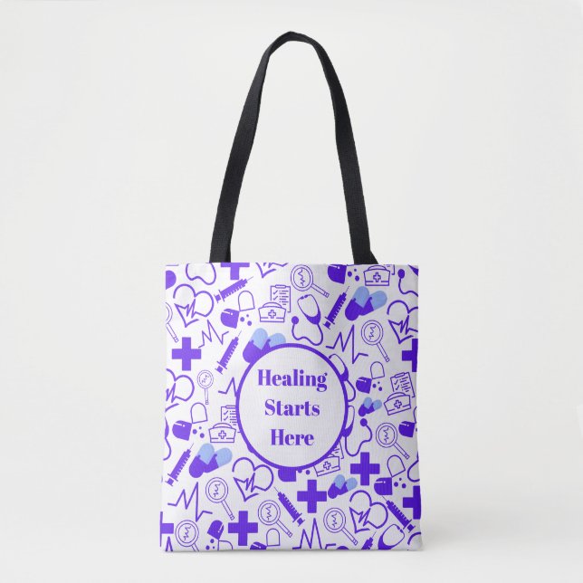Personalized Medical Theme Healthcare Professional Tote Bag (Front)