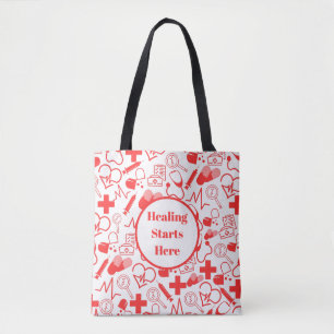 Personalized Medical Theme Healthcare Professional Tote Bag