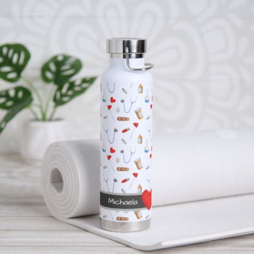 Personalized Medicine Clinic Equipment Pattern Water Bottle