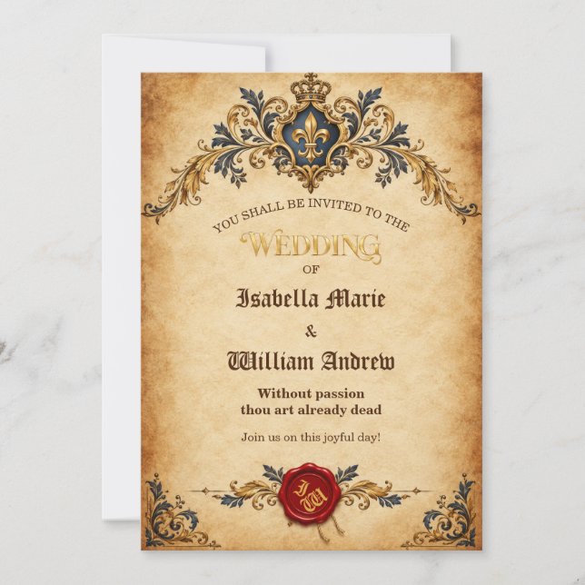 Personalized Medieval Fantasy Wedding Invitation (Front)