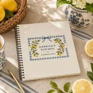Personalized Mediterranean Lemon Kitchen Recipe Notebook