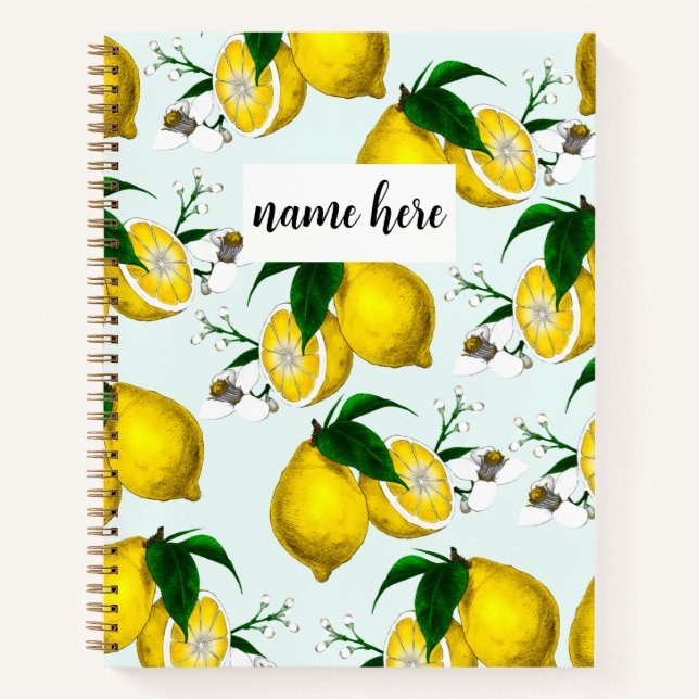 Personalized Mediterranean Lemons Notebook (Front)