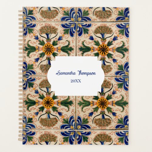 Personalized Mediterranean Vintage Floral Pattern Planner