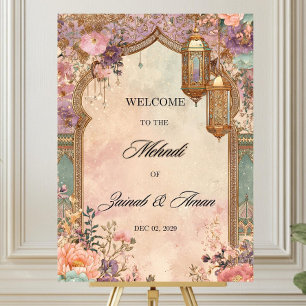 Personalized Mehndi Welcome Sign: Dholki Decor, Pa Foam Board