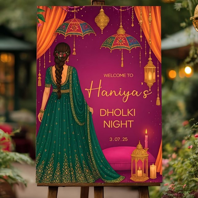 Personalized Mehndi Welcome Sign: Vibrant Dholki  Foam Board (Creator Uploaded)
