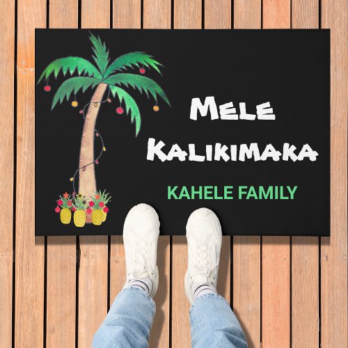 Personalized Mele Kalikimaka Christmas Palm Tree Doormat