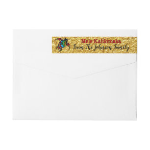 Personalized Mele Kalikimaka Colorful Honu Address Wrap Around Label