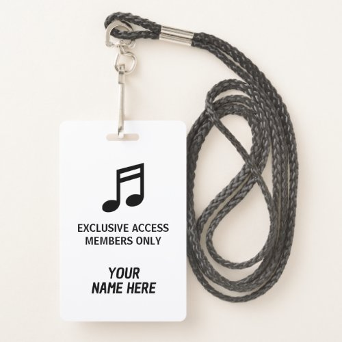Personalized members only music concert pass badge