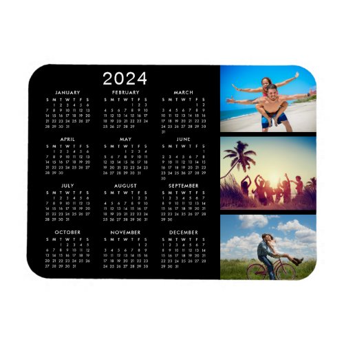 Personalized Memorable Photo Collage 2024 Calendar Magnet