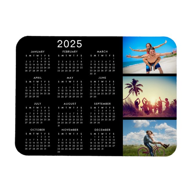 Personalized Memorable Photo Collage 2025 Calendar Magnet (Horizontal)
