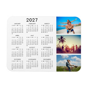 Personalized Memorable Photo Collage 2027 Calendar Magnet