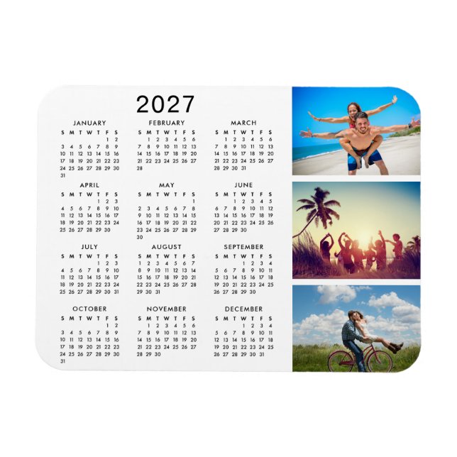 Personalized Memorable Photo Collage 2027 Calendar Magnet (Horizontal)