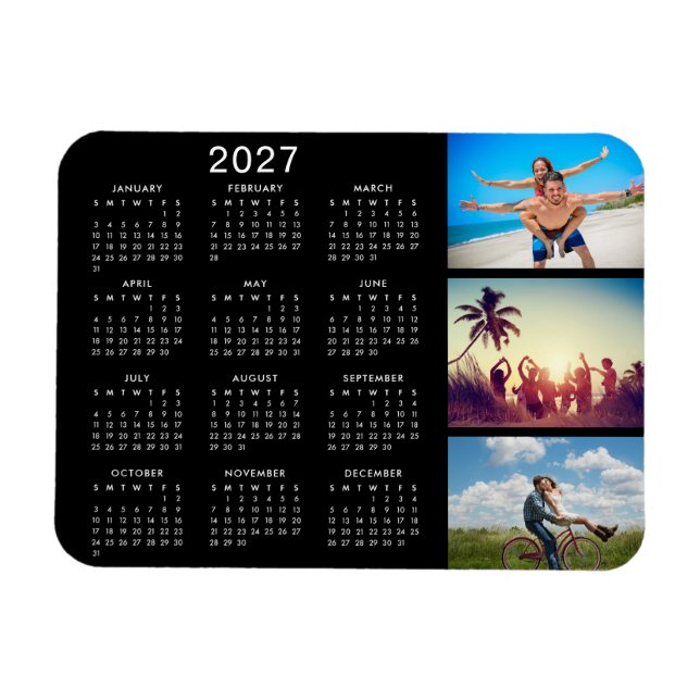 Personalized Memorable Photo Collage 2027 Calendar Magnet (Horizontal)