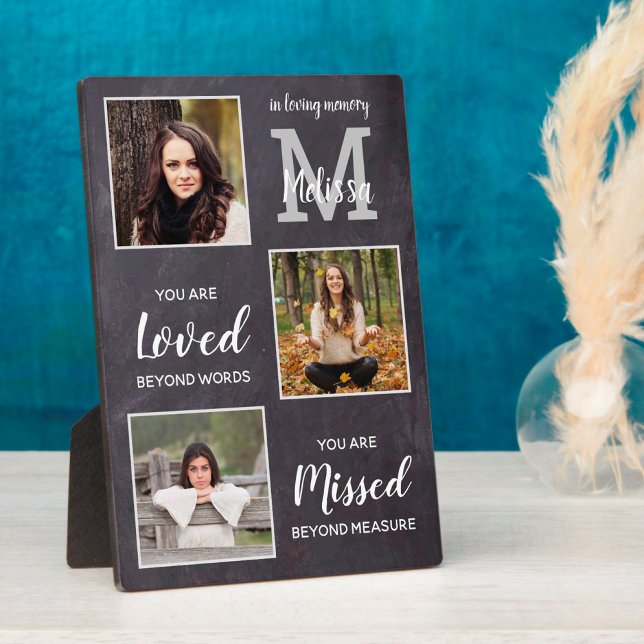 Personalized Memorial 3 Photo Monogram Remembrance Plaque (Creator Uploaded)