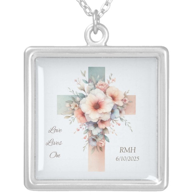 Personalized Memorial Cross Necklace (Front)
