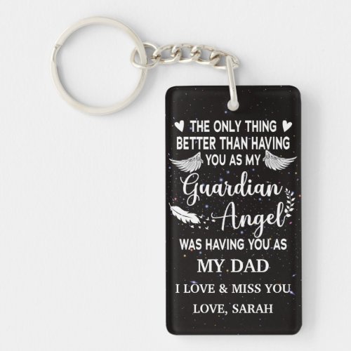 Personalized Memorial Dad guardian angel Keychain