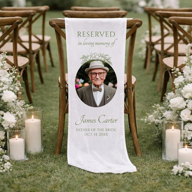 Personalized Memorial Father Of The Bride Sage Short Table Runner (Creator Uploaded)