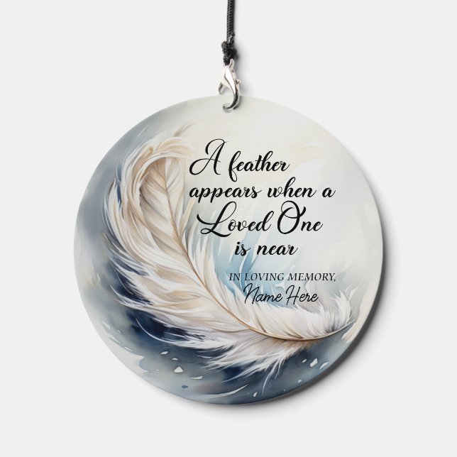 Personalized Memorial Feather Wind Chime (Front)