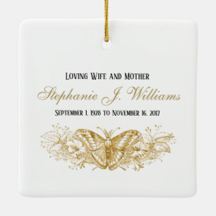 Personalized Memorial Feminine Keepsake Ceramic Ornament