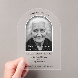 Personalized Memorial Funeral Photo  Acrylic Invitations