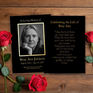Personalized Memorial Funeral Photo Prayer Card