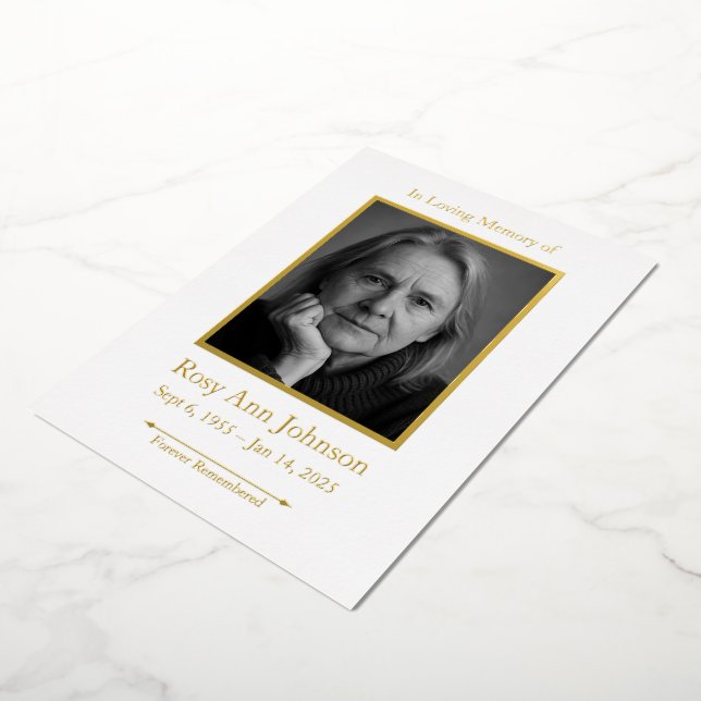 Personalized Memorial Funeral Photo Prayer Card (Rotated)