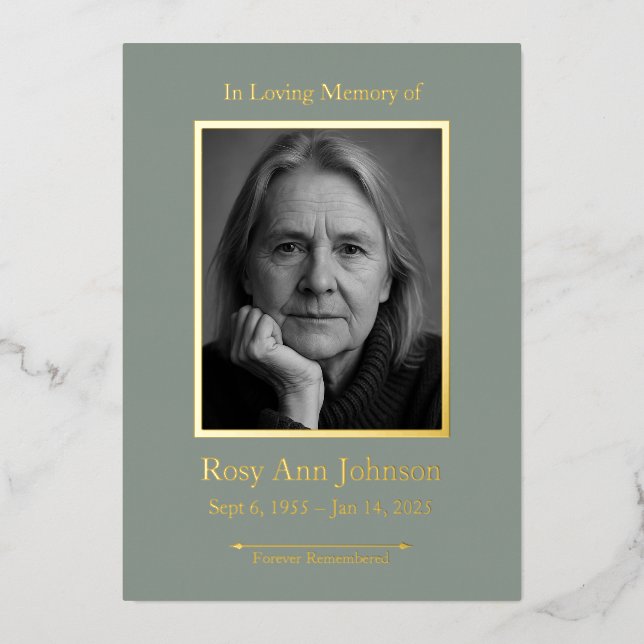 Personalized Memorial Funeral Photo Prayer Card (Front)