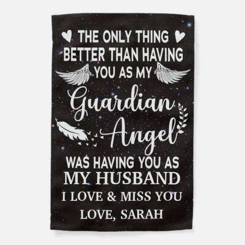 Personalized Memorial Husband guardian angel Garden Flag