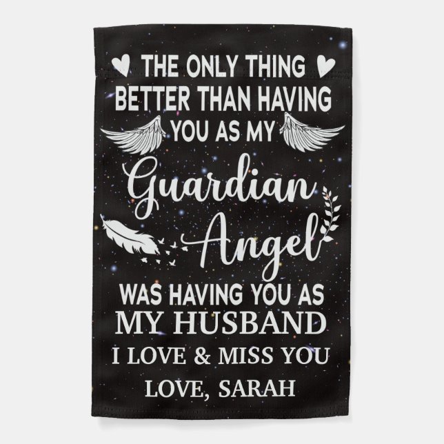 Personalized Memorial Husband guardian angel Garden Flag (Front)