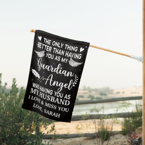 Personalized Memorial Husband guardian angel House Flag