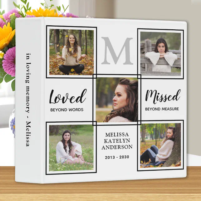 Personalized Memorial In Loving Memory Photo Album 3 Ring Binder | Zazzle