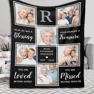 Personalized Memorial Keepsake Photo Collage  Fleece Blanket