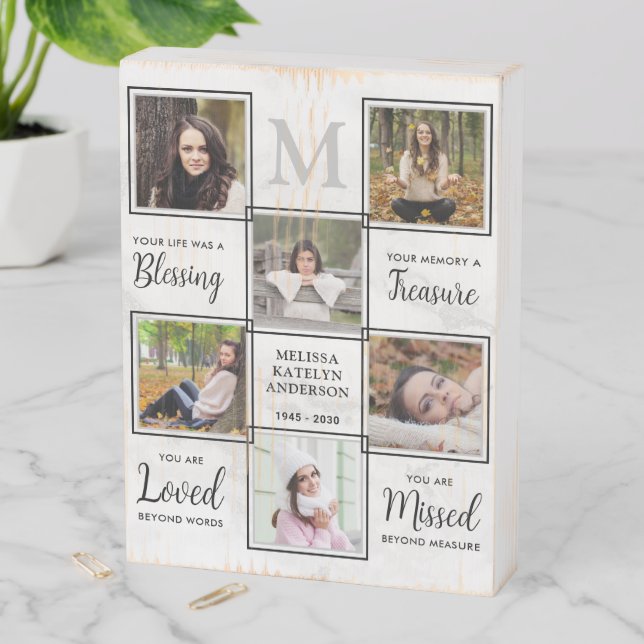 Personalized Memorial Keepsake Unique Photo Wooden Box Sign (In Situ Vertical)