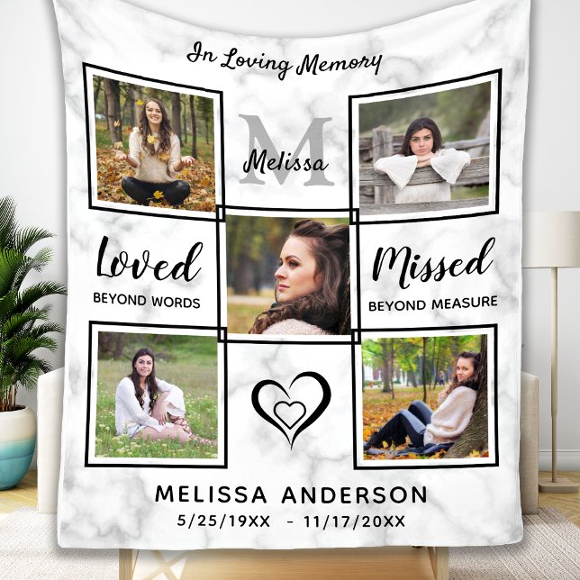 Personalized  Memorial Loving Memory Photo Collage Fleece Blanket (Creator Uploaded)