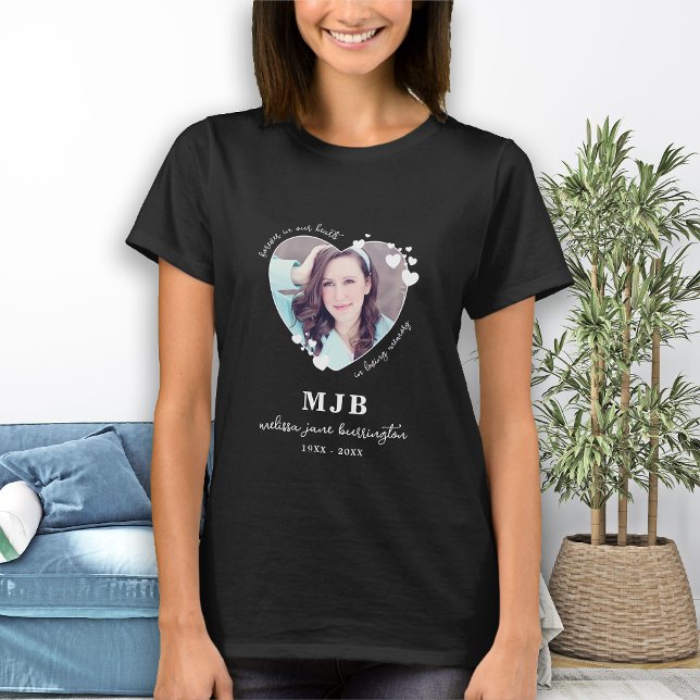 Personalized Memorial Monogram Forever Heart Photo T-Shirt (Creator Uploaded)