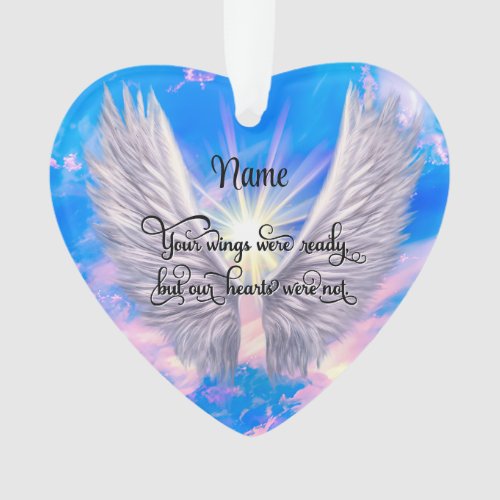 Personalized Memorial Ornament Angel Wings Heart