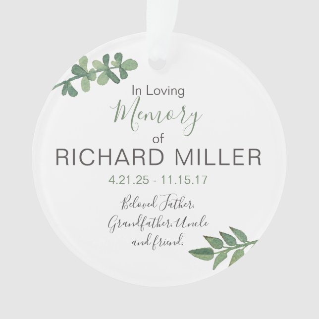 Personalized Memorial Ornament (Non-Photo) (Front)