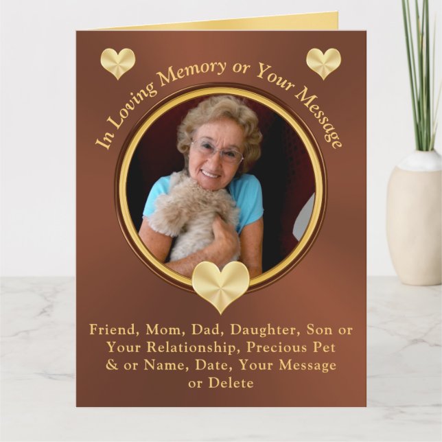 Personalized, Memorial PHOTO Cards, Name, Message Card (Front)