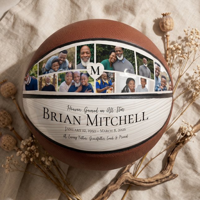 Personalized Memorial Photo Collage Keepsake Basketball (Personalized Memorial Photo Collage Keepsake Basketball)