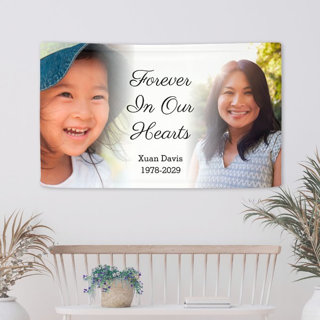 Personalized Memorial Photo Forever In Our Hearts Banner (Personalized Memorial Photo Forever In Our Hearts Banner
)