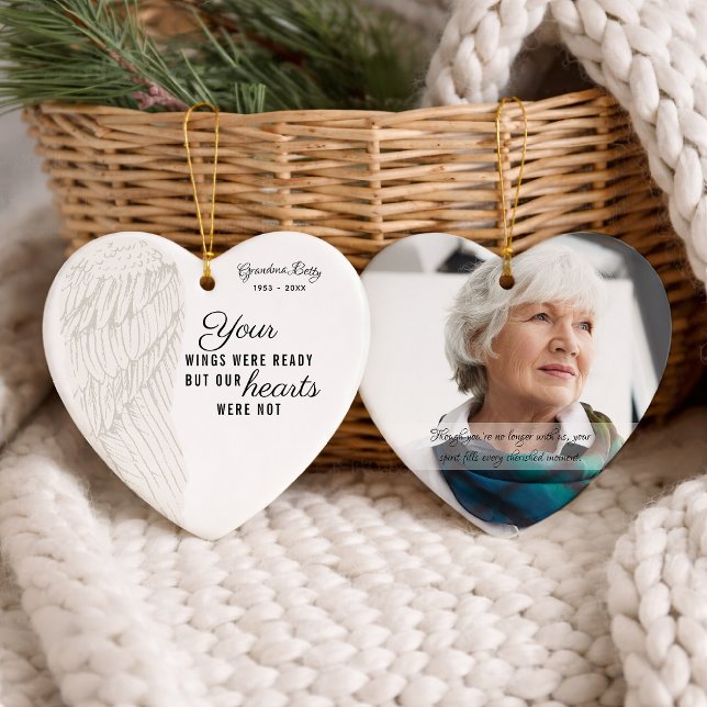 Personalized Memorial Photo Heart Ceramic Ornament (Creator Uploaded)