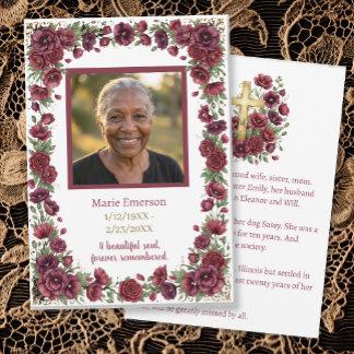 Personalized Memorial Photo Keepsake | Floral Card