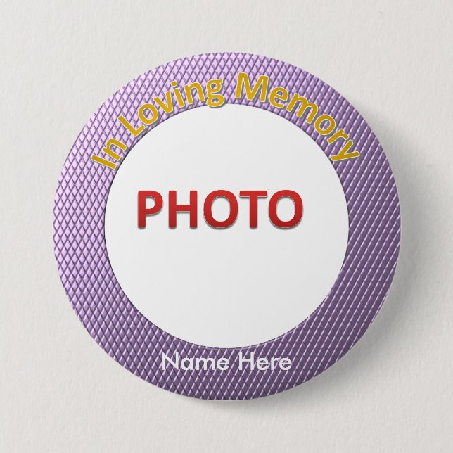 Personalized Memorial Photo Pinback Button (Front)